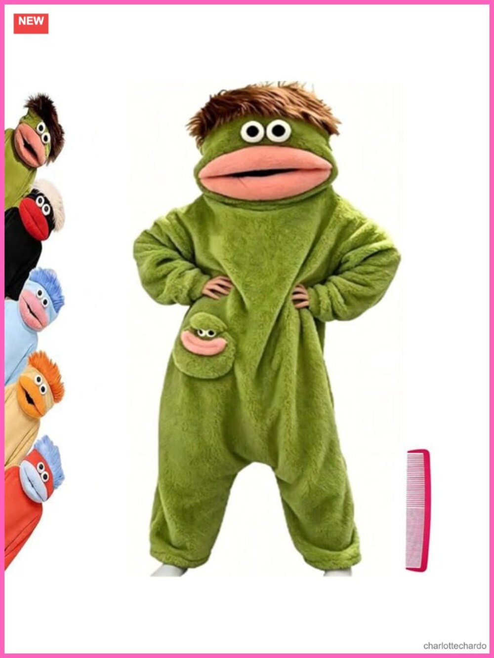 Big Mouth Monster Onesie Funny Green Plush Fleece Pajamas Halloween Costume